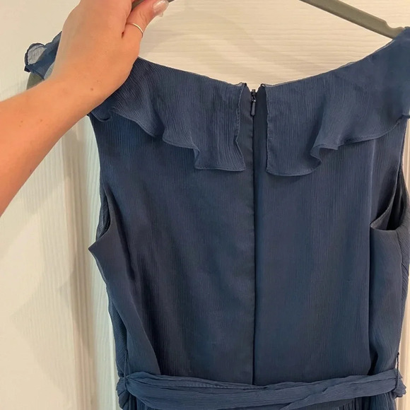 Amsale Bridesmaids Silk Chiffon Ruffle Sleeveless Dress Gown - Picture 10 of 13